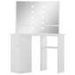 vidaXL stūra spoguļgaldiņš ar LED gaismām, balts cena un informācija | Kosmētikas galdiņi | 220.lv