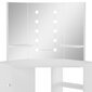 vidaXL stūra spoguļgaldiņš ar LED gaismām, balts cena un informācija | Kosmētikas galdiņi | 220.lv
