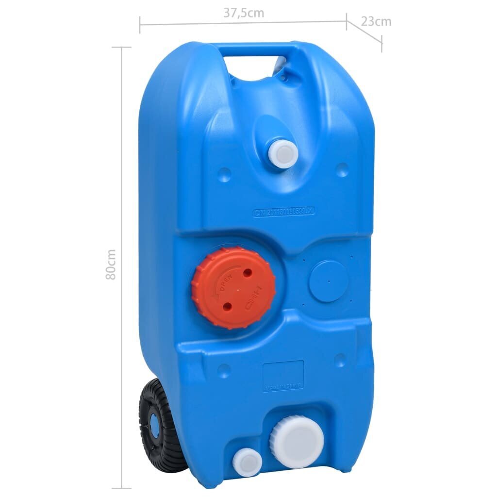 vidaXL ūdens tvertne kempingam, ar riteņiem, 40 L, zila cena un informācija | Komposta kastes un āra konteineri | 220.lv