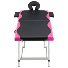 vidaXL saliekams masāžas galds, 2 daļas, alumīnijs, melns ar rozā cena un informācija | Masāžas piederumi | 220.lv