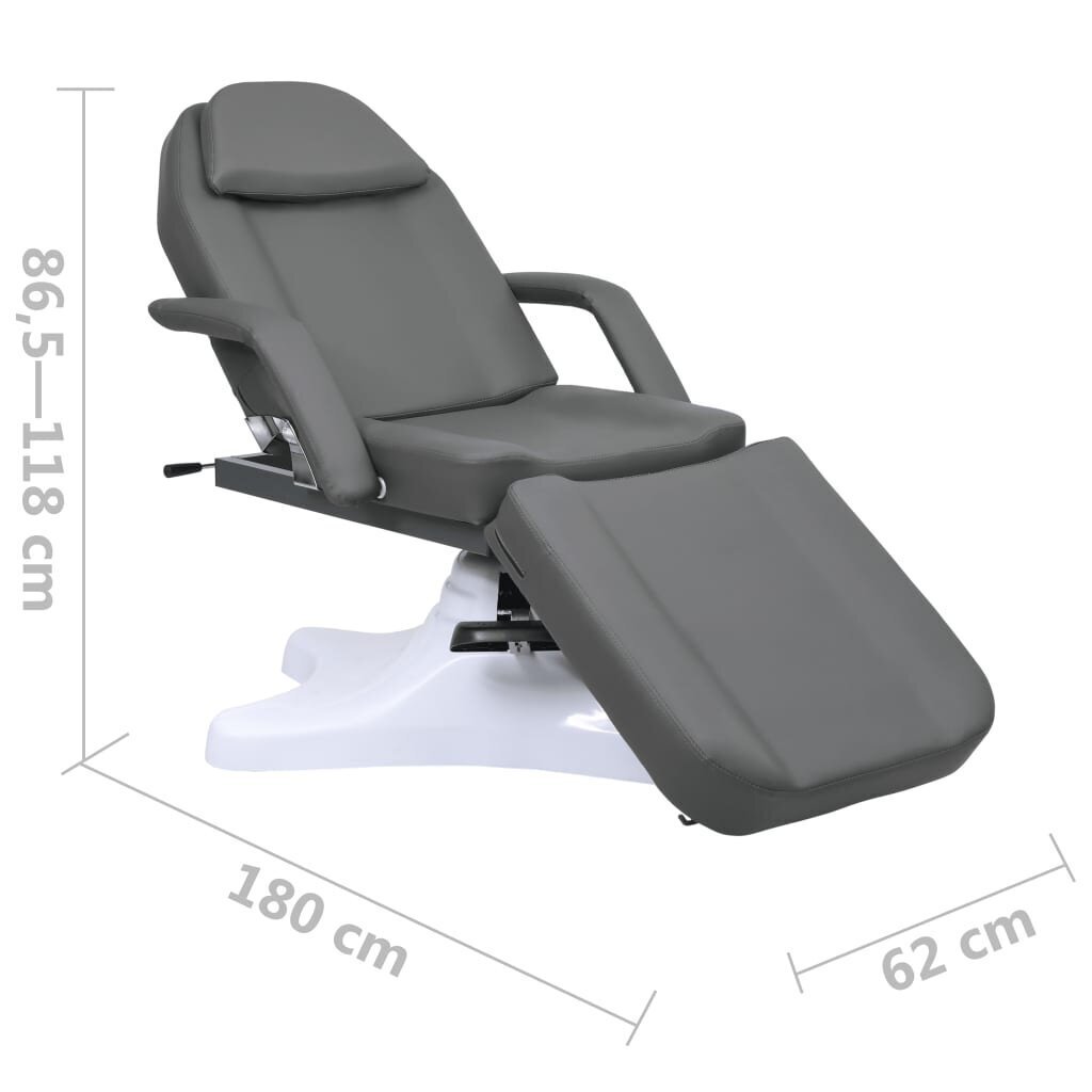 vidaXL masāžas galds, pelēks, 180x62x(86,5-118) cm cena un informācija | Masāžas piederumi | 220.lv