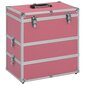 vidaXL kosmētikas koferis, 37x24x40 cm, alumīnijs, rozā cena un informācija | Kosmētikas somas, spoguļi | 220.lv