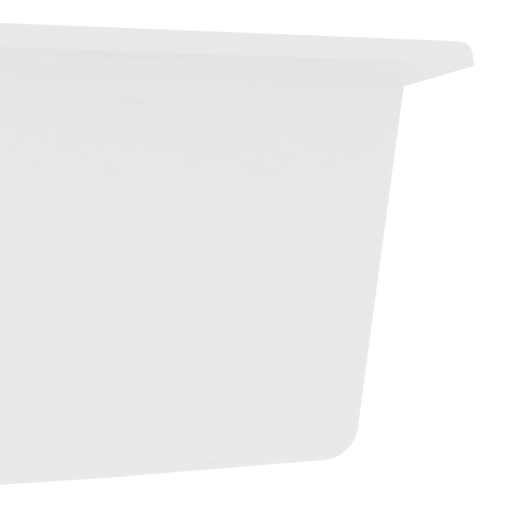 vidaXL virtuves izlietne ar noteci, 2 bļodas, balts granīts cena un informācija | Virtuves izlietnes | 220.lv