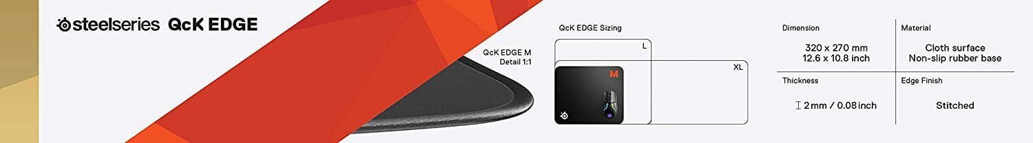 SteelSeries QcK Edge, melns cena un informācija | Peles | 220.lv