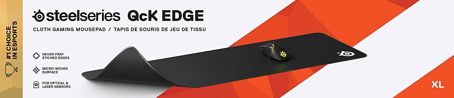 SteelSeries QcK Edge XL, melns cena un informācija | Peles | 220.lv