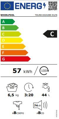 Whirlpool TDLRB 65242BS EU cena un informācija | Veļas mašīnas | 220.lv