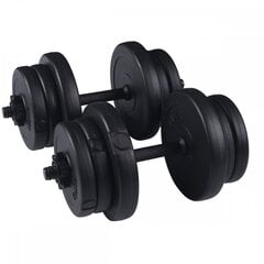 SportVida 2in1 GYM un Fitnesa Regulējama 6 svara disku Hantenes komplekts 2 * 10Kg (20kg) Melna cena un informācija | Hanteles, svaru stieņi un diski | 220.lv