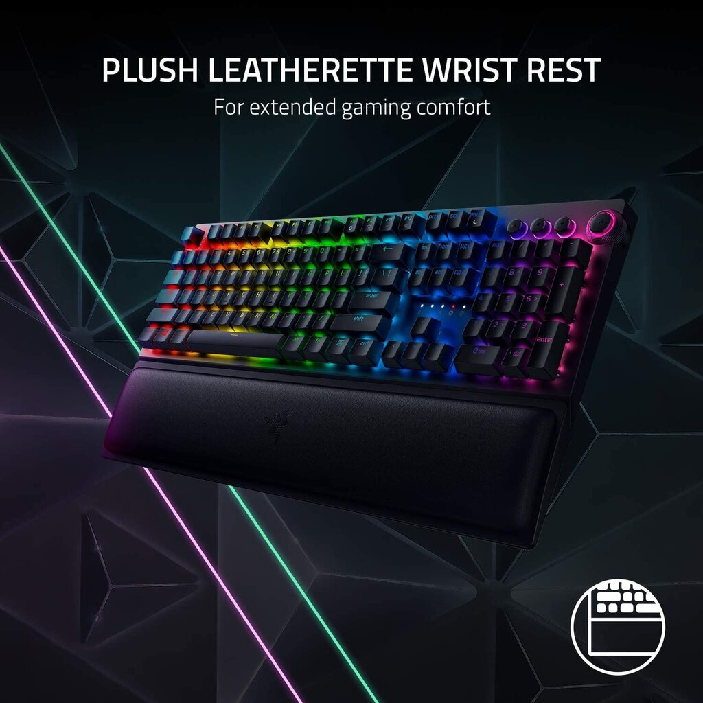 MehāniskāRazer BlackWidow V3 Pro, Green Switch, US, tastatūra, melna cena un informācija | Klaviatūras | 220.lv