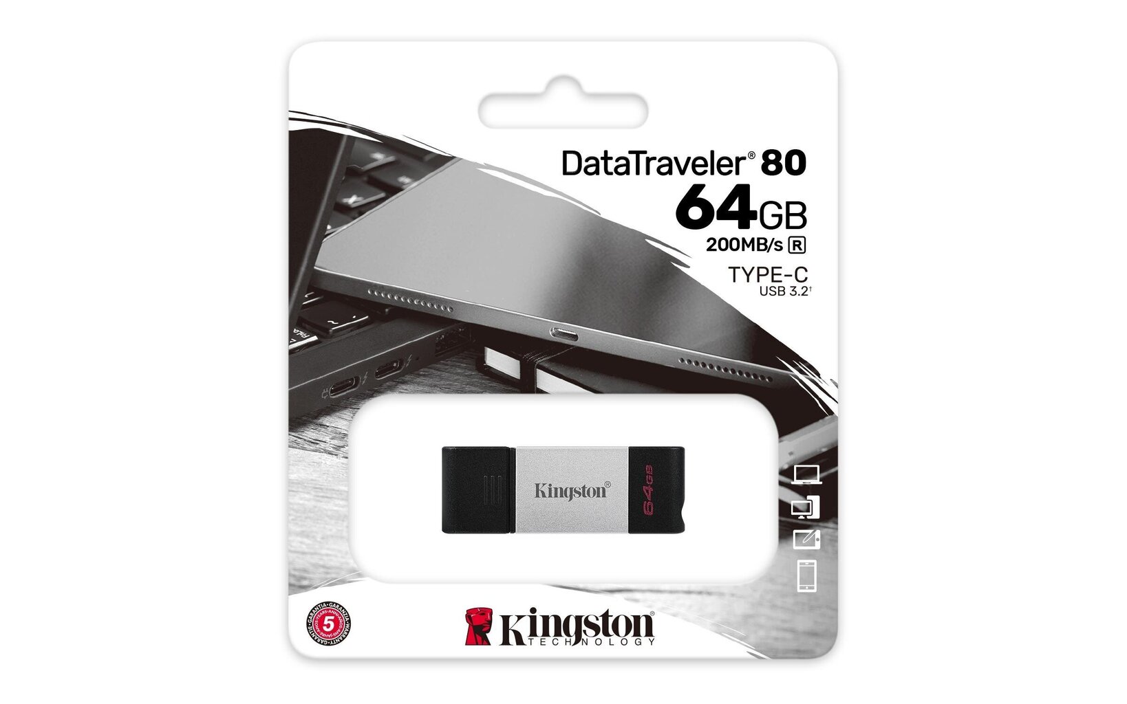 Kingston Data Traveler 80, 64GB, USB-C цена и информация | USB Atmiņas kartes | 220.lv