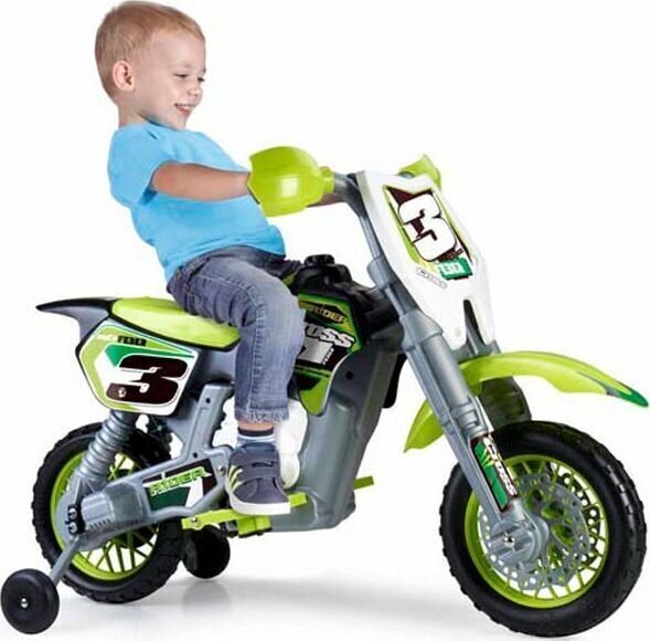 Elektriskais krosa motocikls Feber 6 V, zaļš cena un informācija | Bērnu elektroauto | 220.lv