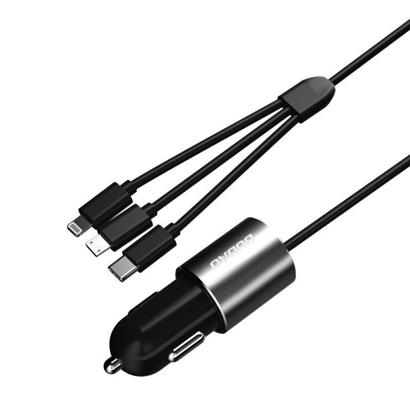 Automašīnas lādētājs Dudao 3in1 USB 3,4 A ar Lightning / USB Typ C / micro USB kabeli (R5ProN black) cena un informācija | Lādētāji un adapteri | 220.lv