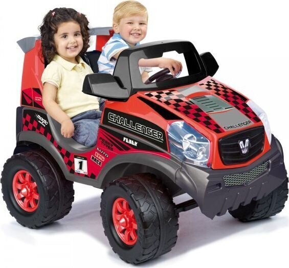 Elektrisks bērnu divvietīgs apvidus auto Feber Challenger 12 V, sarkans цена и информация | Bērnu elektroauto | 220.lv