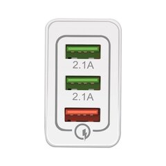 Адаптер для быстрой зарядки Wozinsky Quick Charge QC 3.0 3x USB 30W, белый (WWC-01) цена и информация | Зарядные устройства для телефонов | 220.lv
