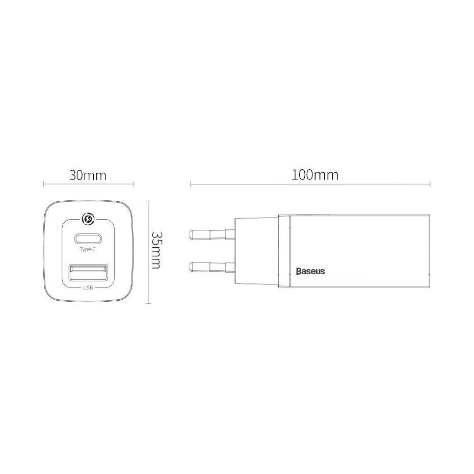 Lādētājs Baseus GaN2 Lite, 65W USB / USB Typ C, 3.0 (gallija nitrīds), balts (CCGAN2L-B02) cena un informācija | Lādētāji un adapteri | 220.lv