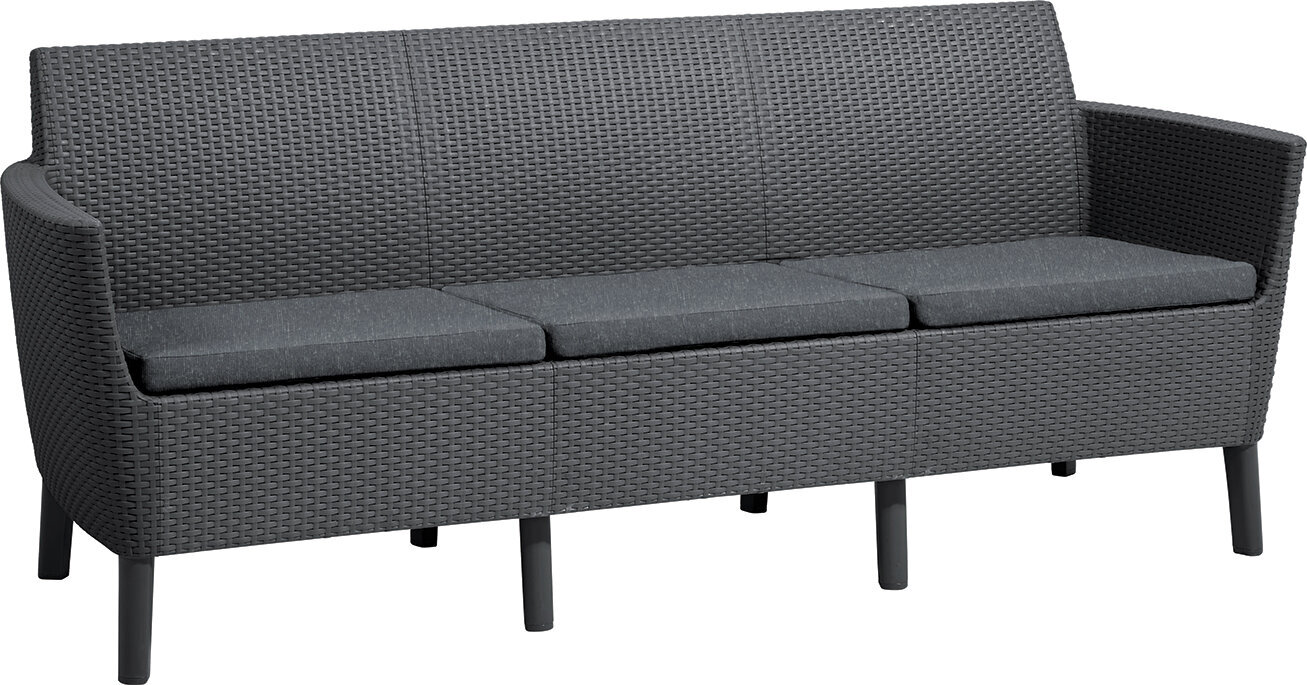 Dārza dīvāns trīsvietīgs Salemo 3 Seater Sofa, pelēks cena un informācija | Dārza krēsli | 220.lv