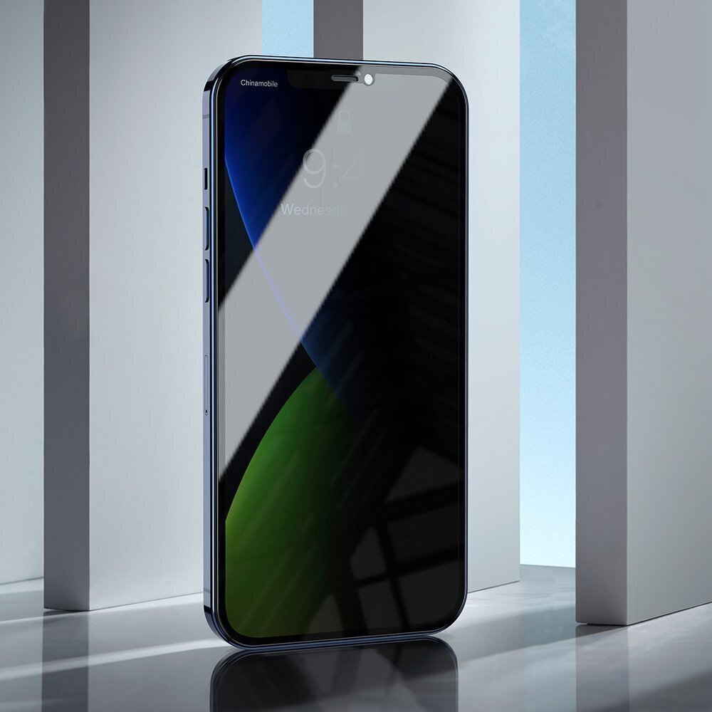 Aizsargstikls Baseus 2x Full screen 0,3 mm Anti Spy Light tempered glass with a frame, piemērots iPhone 12 mini цена и информация | Ekrāna aizsargstikli | 220.lv