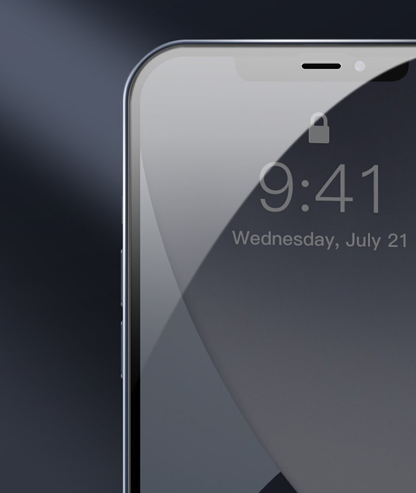 Aizsargstikls Baseus 2x Full screen Anti Blue Light tempered glass with a frame, piemērots iPhone 12 Pro Max cena un informācija | Ekrāna aizsargstikli | 220.lv