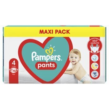 Autiņbiksītes-biksītes PAMPERS Pants Maxi Pack, 4. izmērs 9 - 15 kg, 48 gab. cena un informācija | Autiņbiksītes | 220.lv