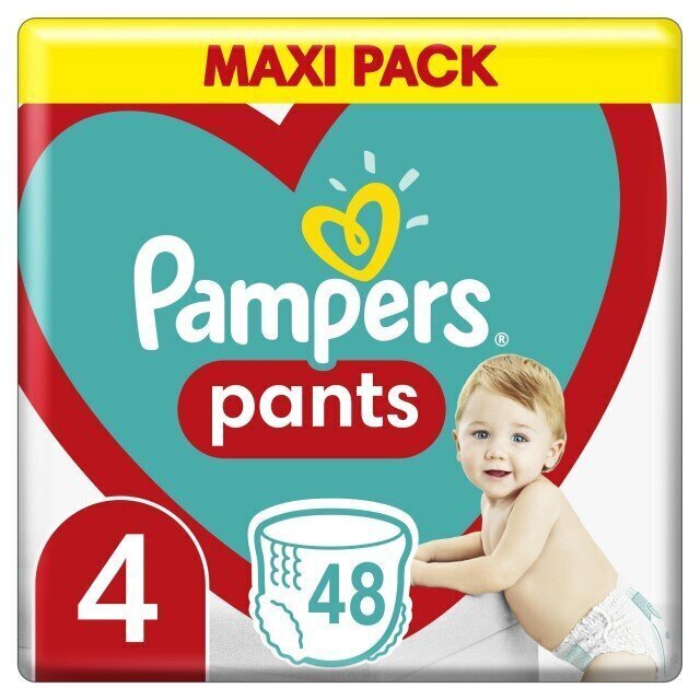 Autiņbiksītes-biksītes PAMPERS Pants Maxi Pack, 4. izmērs 9 - 15 kg, 48 gab. cena un informācija | Autiņbiksītes | 220.lv