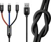 Baseus 3in1 kabelis USB-C / Lightning / Micro 3,5A 0,3m melns cena un informācija | Savienotājkabeļi | 220.lv