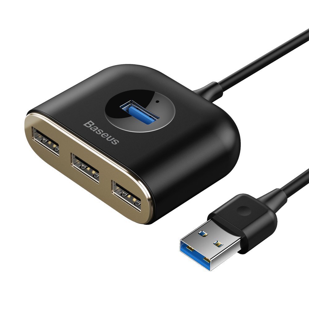 Baseus Square Round USB Adapter, HUB USB 3.0 to 1x USB 3.0 + 3x USB 2.0.1m (Black) cena un informācija | Savienotājkabeļi | 220.lv