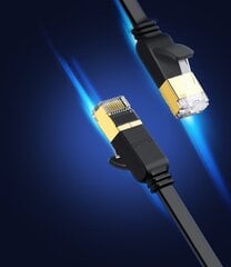 Tīkla kabelis Ugreen NW106 RJ45, 7. kat., STP, plakans, 3 m, melns cena un informācija | Kabeļi un vadi | 220.lv