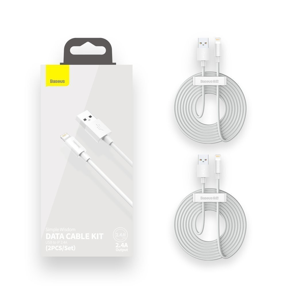 Baseus 2x set USB - Lightning cable fast charging Power Delivery 1,5 m white (TZCALZJ-02) цена и информация | Savienotājkabeļi | 220.lv