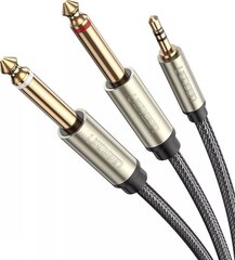 UGREEN AV126 Cable TRS 3.5 mm to 2x TS - 1m (grey) цена и информация | Кабели и провода | 220.lv