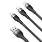 Baseus 3in1 USB - Lightning / USB Typ C / micro USB data charging cable 1,2 m 5 A 480 Mbps 40 W black and gray (CA1T3-G1) цена и информация | Savienotājkabeļi | 220.lv