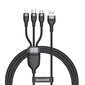 Baseus 3in1 USB - Lightning / USB Typ C / micro USB data charging cable 1,2 m 5 A 480 Mbps 40 W black and gray (CA1T3-G1) цена и информация | Savienotājkabeļi | 220.lv