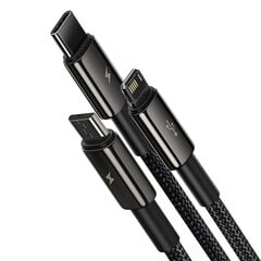 USB cable 3in1 Baseus Tungsten Gold, USB to micro USB / USB-C / Lightning, 3.5A, 1.5m (black) cena un informācija | Savienotājkabeļi | 220.lv