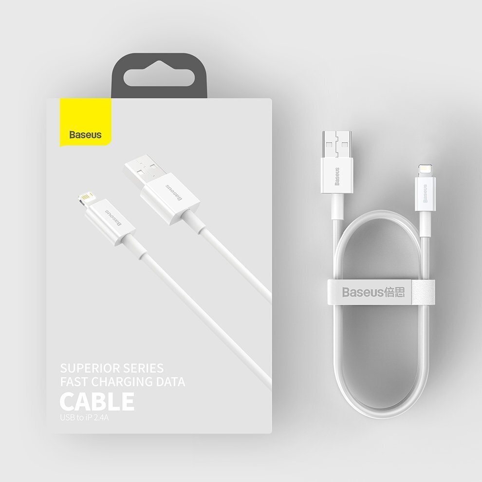 Baseus Superior Series Cable USB to Lightning, 2.4A, 1m (white) cena un informācija | Savienotājkabeļi | 220.lv