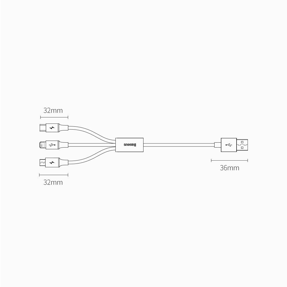 Baseus Superior Cable USB - Lightning / micro USB / USB Type 3,5 A 1,5m White (CAMLTYS-02) cena un informācija | Savienotājkabeļi | 220.lv