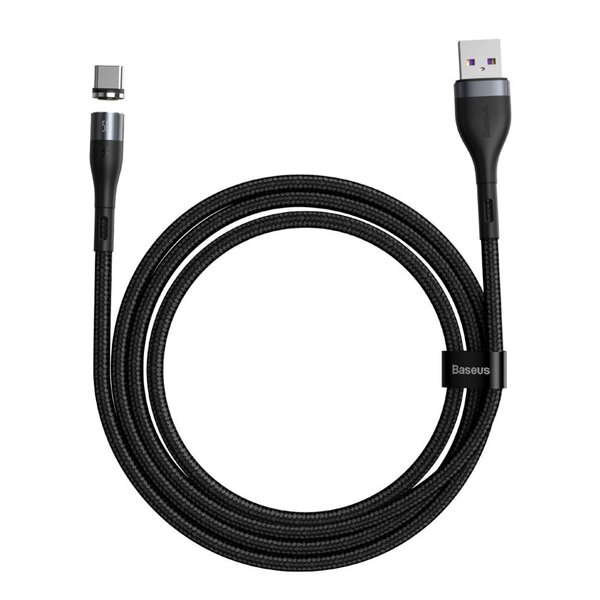 Baseus Zinc USB - USB Type C magnetic data charging cable Quick Charge AFC 1 m 5 A black and gray (CATXC-NG1) cena un informācija | Savienotājkabeļi | 220.lv