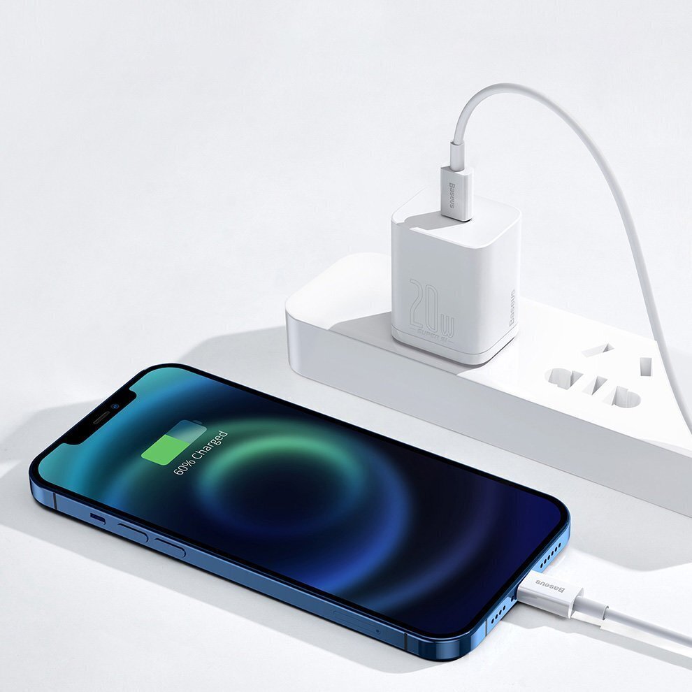 Baseus Superior CATLYS-02 USB-C -> Lightning datu un uzlādes vads 20W / PD / 0.25 cm balts cena un informācija | Savienotājkabeļi | 220.lv