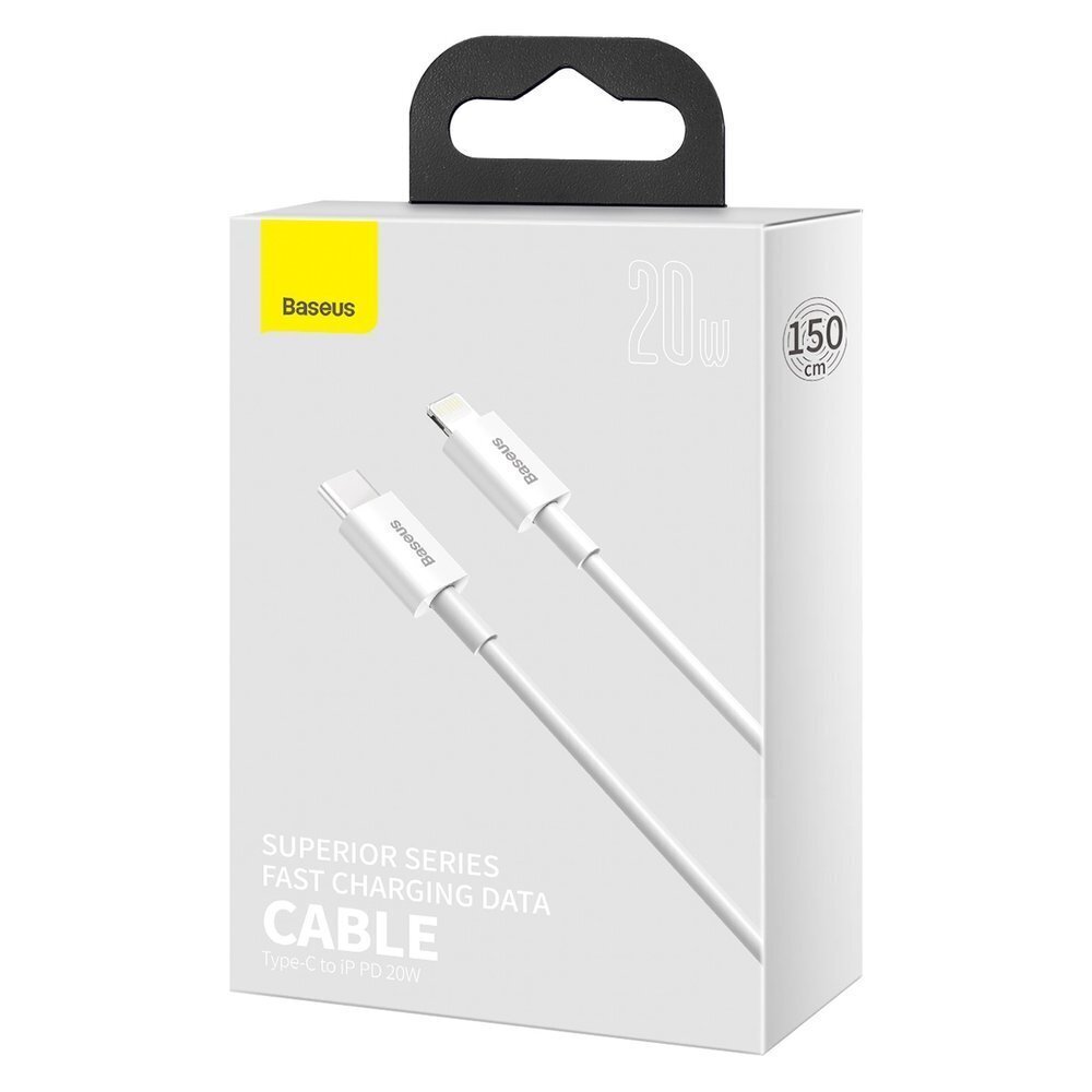 Baseus Superior vads USB Type C - Lightning 20 W 1,5 m balts (CATLYS-B02) cena un informācija | Savienotājkabeļi | 220.lv