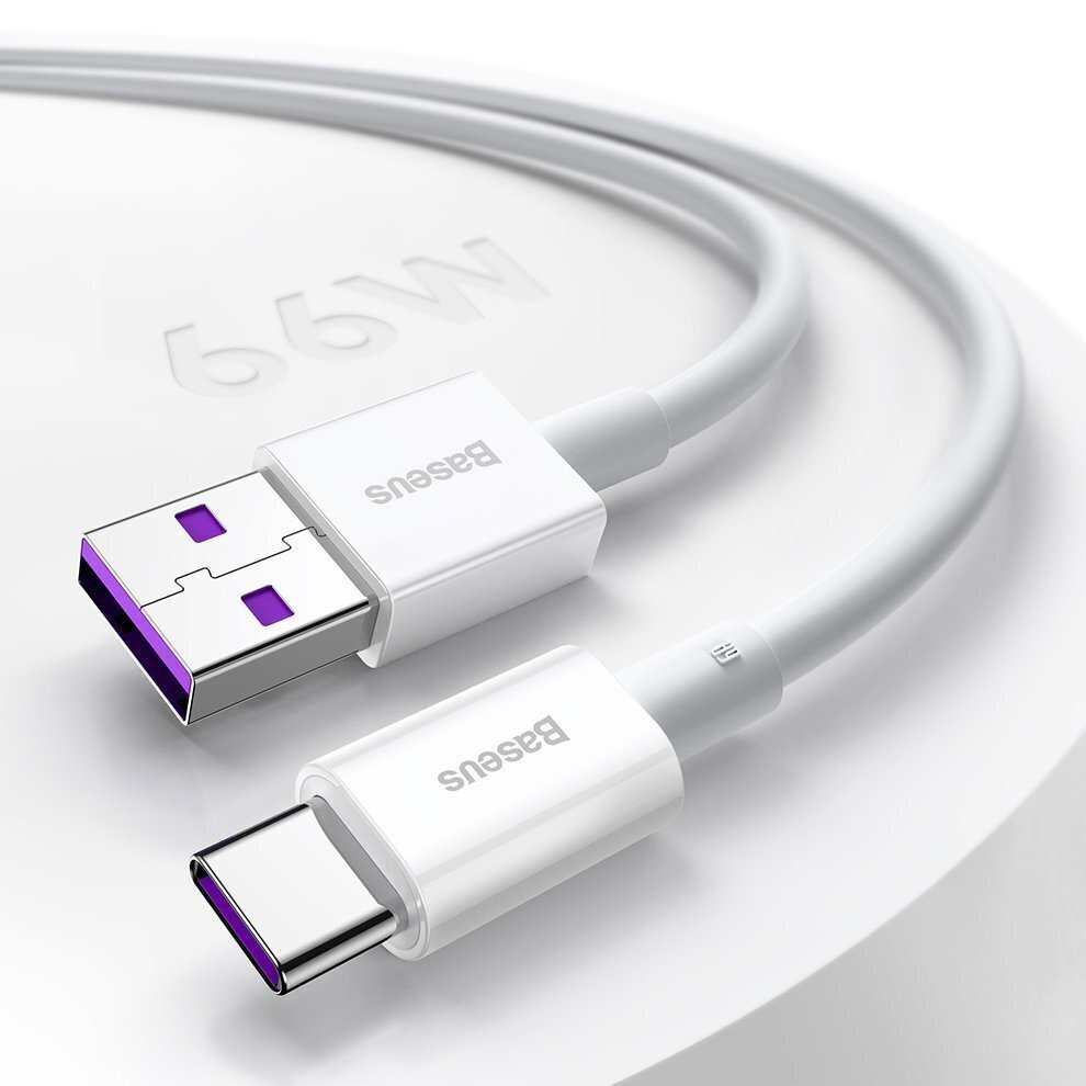 Baseus Superior Series Fast Charging Data Cable USB - USB Type C 66 W 6A 1 m White (CATYS-02) cena un informācija | Savienotājkabeļi | 220.lv