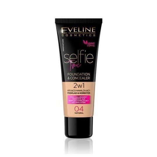 Grima bāze Eveline Selfie Time 2w1, 04 Natural, 30 ml cena un informācija | Grima bāzes, tonālie krēmi, pūderi | 220.lv