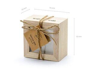 Koka vēlmju kaste ar kartītēm, 9,5 x 9,5 x 6 cm, 100 gab. cena un informācija | Svētku dekorācijas | 220.lv