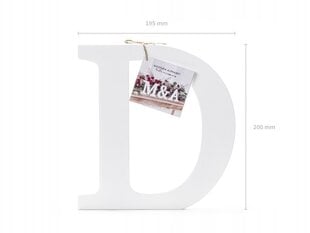 Деревянная буква D, белая, 19,5 x 20 см цена и информация | Праздничные декорации | 220.lv