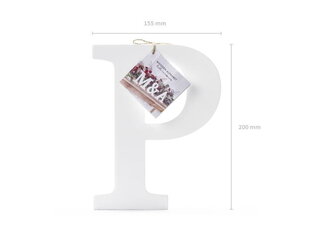 Деревянная буква P, белая, 15,5 x 20 см цена и информация | Праздничные декорации | 220.lv