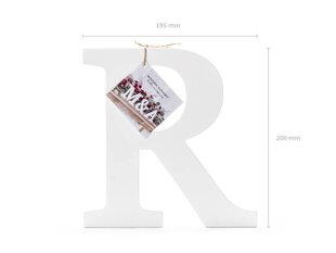 Деревянная буква R, белая, 19,5 x 20 см цена и информация | Праздничные декорации | 220.lv