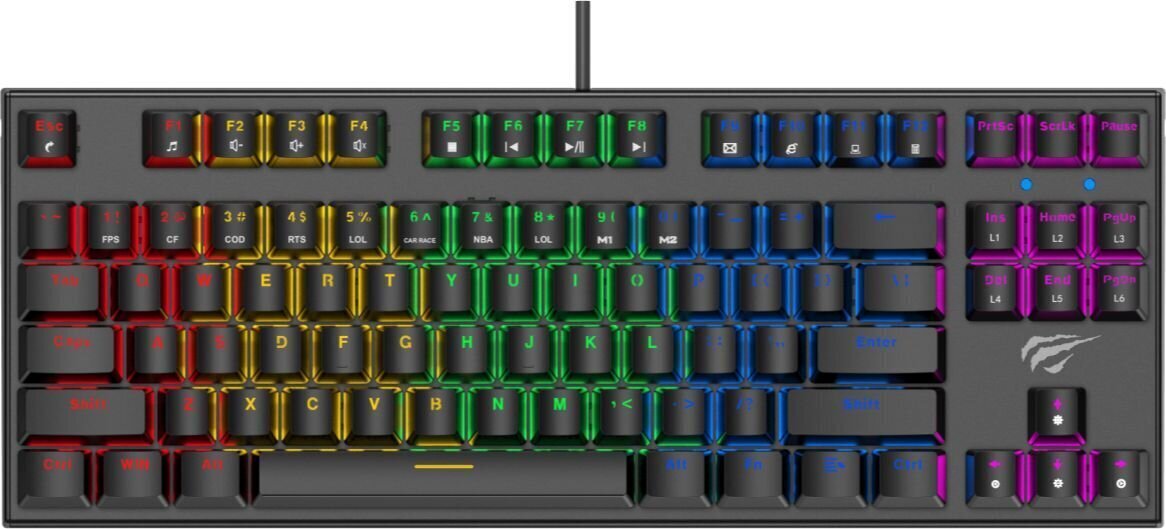 Tastatūra Havit KB857L, krāsaina cena un informācija | Klaviatūras | 220.lv