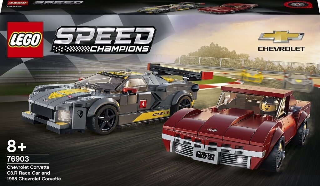 76903 LEGO® Speed Champions Chevrolet Corvette C8.R sacīkšu auto un 1968.g Chevrolet Corvette цена и информация | Konstruktori | 220.lv