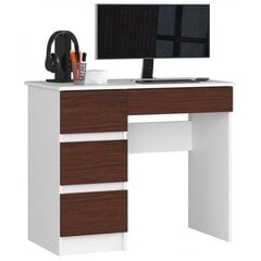 Письменный стол NORE A7, левый вариант, белый/темно-коричневый цена и информация | Компьютерные, письменные столы | 220.lv