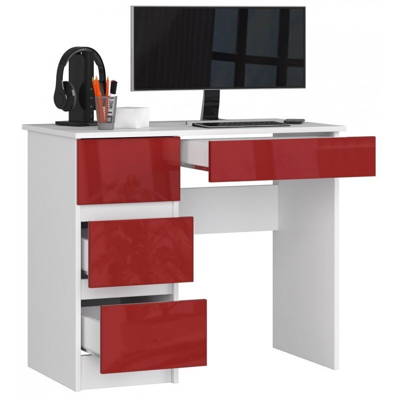 Rakstāmgalds NORE A7, kreisās puses, balts/sarkans цена и информация | Datorgaldi, rakstāmgaldi, biroja galdi | 220.lv