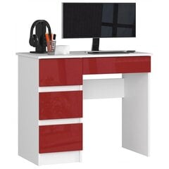 Rakstāmgalds NORE A7, kreisās puses, balts/sarkans цена и информация | Компьютерные, письменные столы | 220.lv