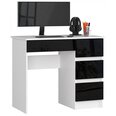 Письменный стол NORE A7, правый вариант, белый/черный