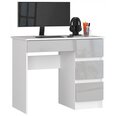 Письменный стол NORE A7, правый вариант, белый/светло-серый