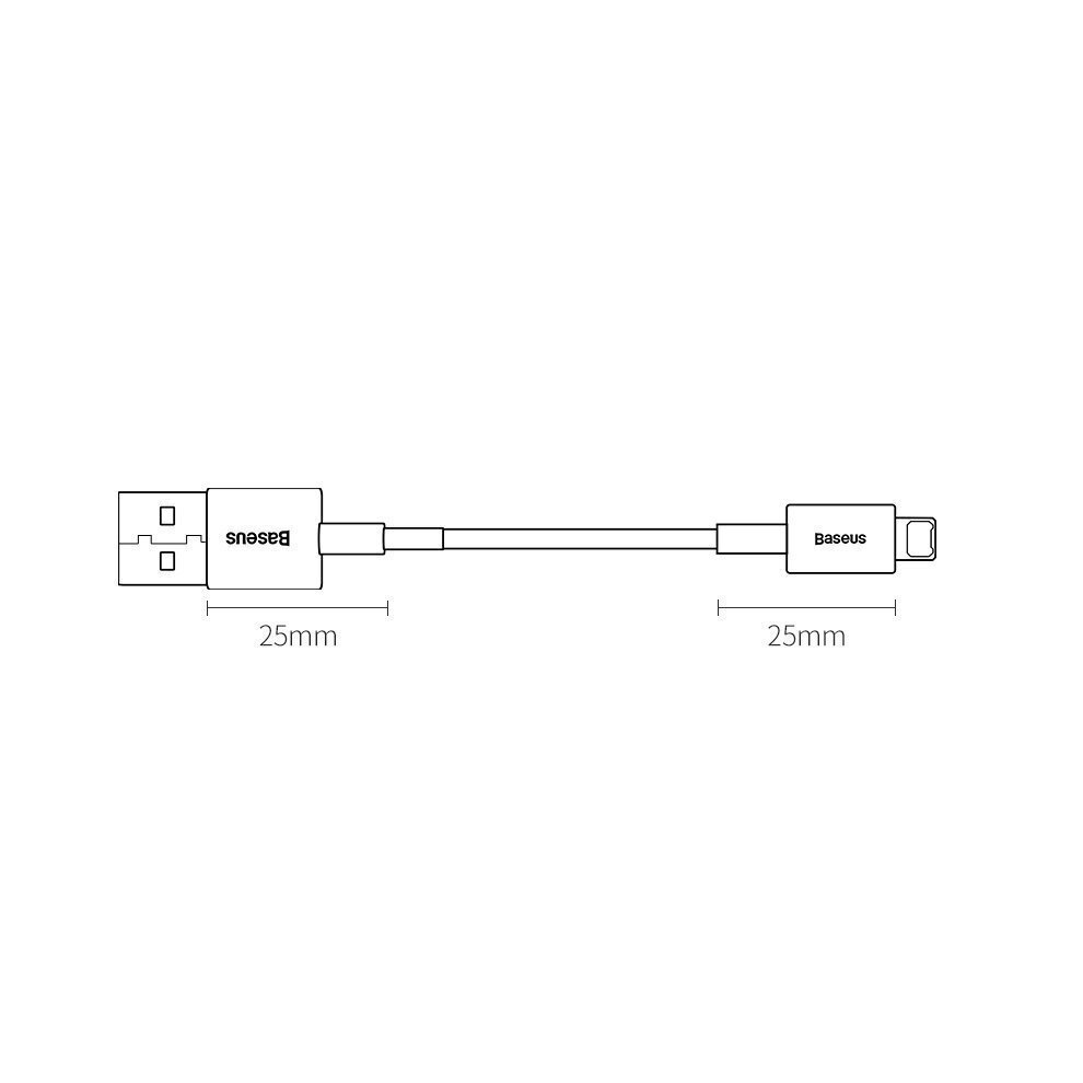 Kabelis Baseus Superior Cable USB - Lightning 2,4A 0,25 m, balts (CALYS-02) cena un informācija | Savienotājkabeļi | 220.lv